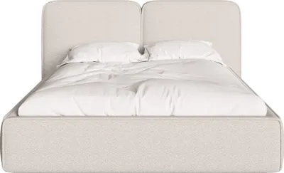 Produktbild von FEDVE Polsterbett Lauga aus Bouclé-Stoff 200x200 cm, Cremeweiß