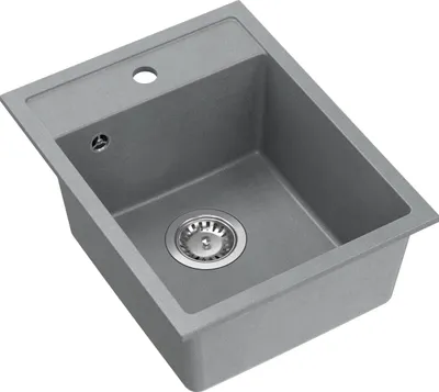 Obrázok produktu pre QUADRON Drez 1-drezový drez | Rozmery: 50 x 39 x 20,5 cm | JOHNNY 90 | Kuchynský drez Granitový drez z GraniteQ so sifónom | Sivá a oceľová farba