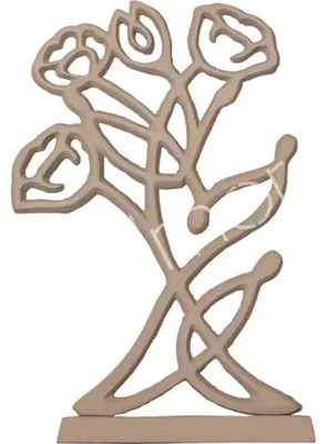 Imagen del producto de Adorno floral decorativo, aluminio, color grisáceo (taupe), dimensiones 22x6x34 cm