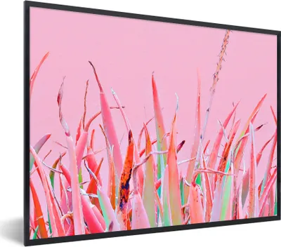 Produktbild von MuchoWow® Gerahmtes Poster Sommer - Pflanzen - Pastell 40x30 cm - Poster mit Schwarzem Bilderrahmen Wandposter Rahmen Foto Bilder - Kunstposter - Wanddekorationen