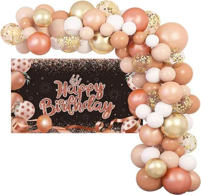 Produktbild von Ballongirlande Party Deko Set mit 135 Ballons in den Farben Rosa und Roségold