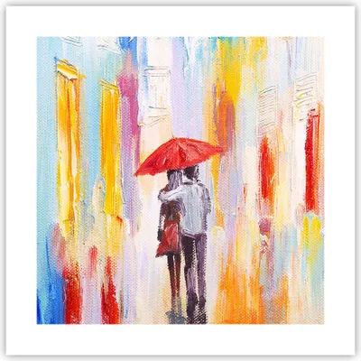 Produktbild von Poster - Poster ohne Rahmen - Liebhaber Regenschirm - 40x40 cm - Wand Bild - Wanddeko - Wandbilder - Kunstposter - Wandposter - Bilder - Kunstdruck - Wanddekoration - Wandbild - P2XAC40x40-3692