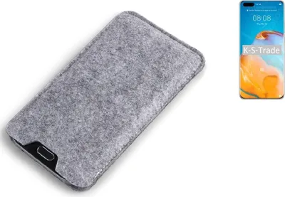 Produktbild von K-S-Trade Filz Handyhülle kompatibel mit Huawei P40 Pro+ Schutzhülle Filztasche Filz Tasche Case Sleeve Handy Hülle Filzhülle grau