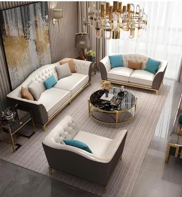 Obrázek produktu pro Chesterfield kožená pohovka z nerezové oceli s čalouněným sedákem 3+2+2 apartmá obývací pokoj