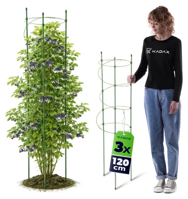 Obrázok produktu pre KADAX Opora na kvety 120 cm, 3 ks, držiak na rastliny z lakovaného kovu, špirálovitá opora pre popínavé rastliny, kovová opora pre paradajky