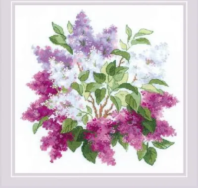 Obrázek produktu pro Riolis - sada křížkového vyšívání "Fialové květy", 40x40 cm, počítaný vzor