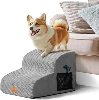 Image de Chaise haute pour petits chiens, escalier à deux marches, housse de lit imperméable pour chien, amovible et lavable, hauteur 30 cm pour lit ou canapé