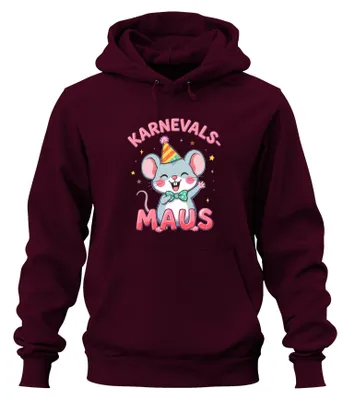 Produktbild von Karnevalsmaus Karneval Fasching Party süß Fastnacht Jeck Hoodie Kapuzenpullover, Burgundy, XL