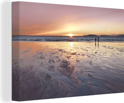 Produktbild von MuchoWow® - Leinwandbilder - Strand - Sonne - Meer, Wandbild, Wanddeko Bilder Wohnzimmer, 60x40cm