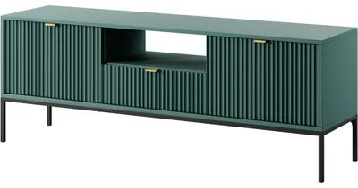 Produktbild von Grünes TV Lowboard MOVA 04 mit schwarzen Metallfüßen, 154x56x39 cm