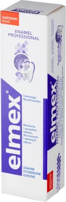 A product box for Elmex Enamel Professional toothpaste.