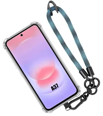 Image de Coque pour Samsung Galaxy A37 5G, Silicone Transparent Antichoc avec Bracelet Bleu