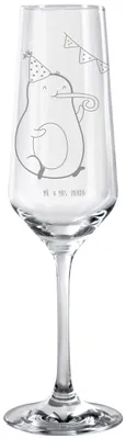 Produktbild von Mr. & Mrs. Panda Champagnerglas Avocado Geburtstag - Transparent - Geschenk, Frucht, Party, Sektglas graviert, Sektkelch, Glas, Überraschung, Kelchglas, Feier