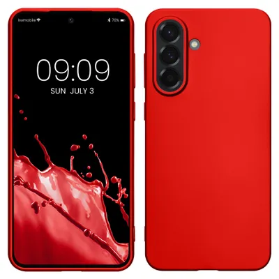 Produktbild von kwmobile Handyhülle für Samsung Galaxy A56 5G Hülle - Silikon Case metallisch schimmernd - Schutzhülle Cover - Metallic Dunkelrot