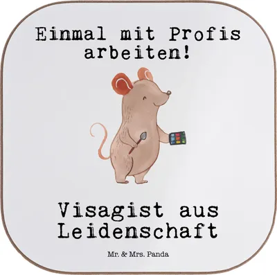 Produktbild von Mr. & Mrs. Panda Untersetzer für Gläser Visagist Leidenschaft - Weiß - Geschenk, Coaster, Kosmetiker, Tischuntersetzer, Tassenuntersetzer, Beauty Salon, Ausbildung