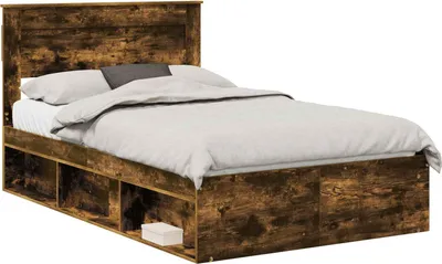 Produktbild von vidaXL Bettrahmen Geräucherte Eiche 120 x 190 cm Massives Kiefernholz