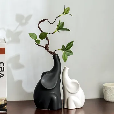 Obrázek produktu pro Moderní keramická soška slona – dekorace do obývacího pokoje nebo kanceláře