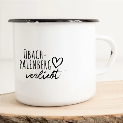 Produktbild von Huuraa Emaille Tasse Übach-Palenberg  Geschenk Kaffeebecher Vintage 300ml Übach-Palenberg  Präsent