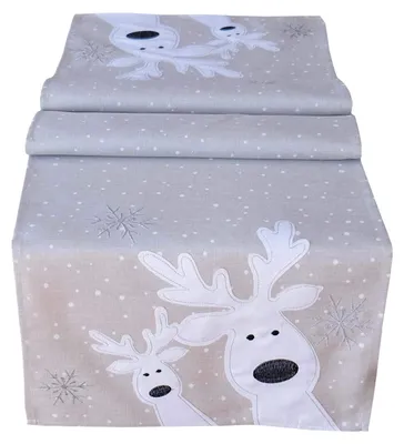 Tafellauf Rentier-Applikation Weihnachten Ecru 40x85 cm