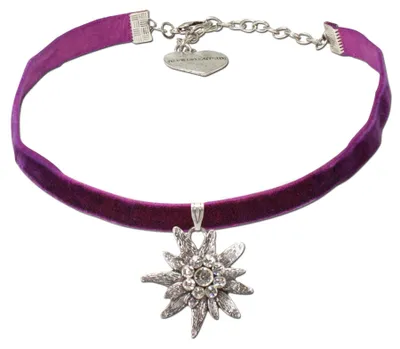 Produktbild von Alpenflüstern Trachten-Samt-Kropfband Strass-Edelweiß groß - Trachtenkette engan