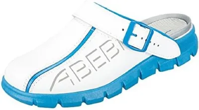 Productafbeelding van Houten klompen, wit/blauw met opdruk - maat 43