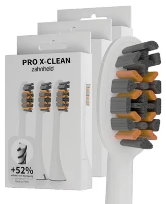 Produktbild von Zahnheld Bürstenkopf Ersatzbürsten Pro X-Clean - ideal für Gero Schallzahnbürste, 9 Stück, Weiß, mittelharte Wechselköpfe, Schallzahnbürstenkopf