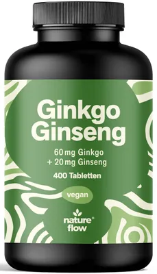 Produktbild von Nature Flow Ginkgo + Ginseng Tabletten, 400 Stück, 60 mg + 20 mg