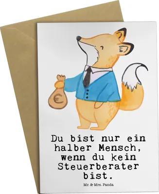 Produktbild von Mr. & Mrs. Panda jubiläumskarte Steuerberater Herz - Weiß - Geschenk, einladungskarten, Klappkarte, weihnachtskarten, glückwunschkarten, Glückwunschkarte, hochzeitskarten