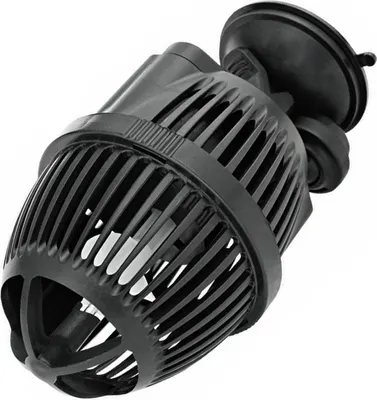 A black water pump with a suction cup mount, shown against a white background.