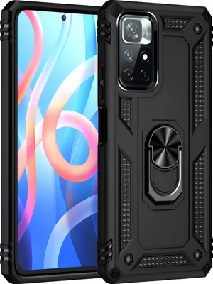 Produktbild von Mobigear Armor Ring  Xiaomi Redmi Note 11 5G Hülle Hardcase Backcover Stoßfest mit Ringhalter - Schwarz