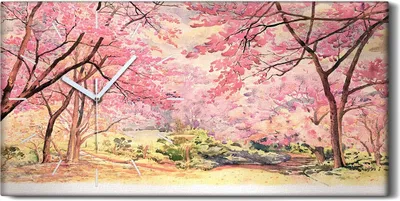 Produktbild von Dekor Leinwand Uhr Wandbilder 60x30 Malerei Abstrakte Wald Bäume Blätter Kunst - weiße Hände