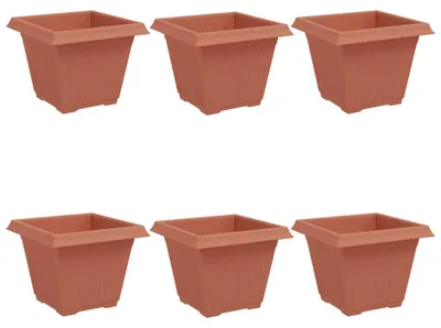 Image de vidaXL Pot de fleurs carré 6 pièces Rouge brique 38 x 38 x 30 cm