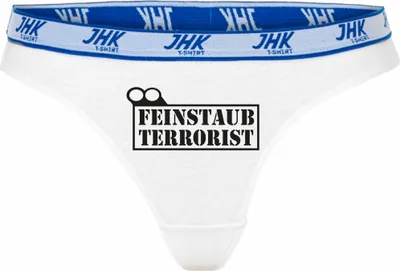 Produktbild von Damen Thong Slip - Boxer-0034-woman-white-h-XS - weiß - XS - hinten - Feinstaubterrorist - lustiges Motiv - Spruch - Unterwäsche - Unterhose - Freizeit - lustig