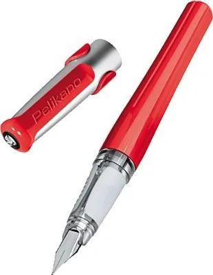 Produktbild von Pelikan Füllhalter Pelikano P480, rot, für Rechtshänder Federbreite: M, gummierte Griffzone, Edelstahlfeder (924175)