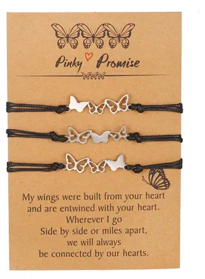 Image de Bracelets d'amitié tressés ornés de papillons - Bijoux faits à la main