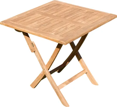 A wooden folding table on a white background.