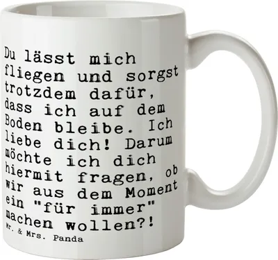 Produktbild von Mr. & Mrs. Panda Becher Du lässt mich fliegen... - Weiß - Geschenk, Pott, Teetasse, Kaffeetasse, Tasse, Kaffeebecher, Sprüche