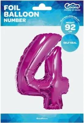 Produktbild von Folienballon Zahl 4 Rosa 92cm (Party - Ballons)