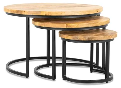 Produktbild von Benoa Dupont runder Couchtisch aus Eisen (3er-Set) 77/58/42 cm