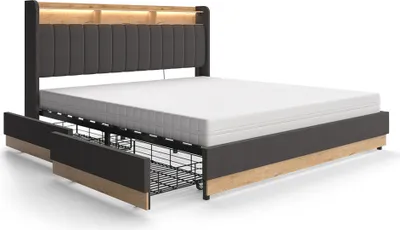 Image de Lit rembourré Vitalispa Nura Anthracite 180x200 cm avec matelas, Model 51956