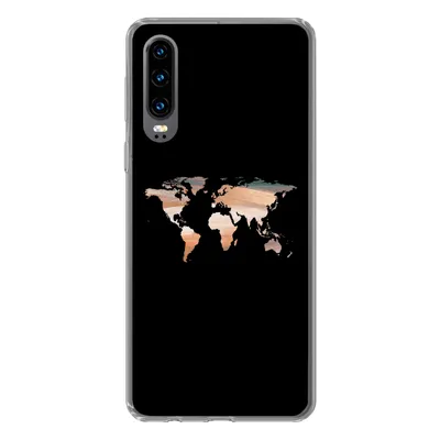 Produktbild von MuchoWow® Handyhülle Schutzhülle Hülle für Huawei P30 Weltkarte - Farbe - Schwarz Silikon Softcase Handy Hülle - Kartenbesitzer