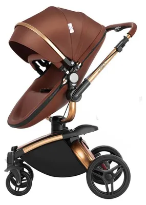 Immagine prodotto di Passeggino 3-in-1 - Passeggino pieghevole per bambini con culla da viaggio e seggiolino auto - Arancione