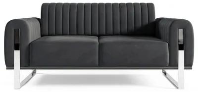 Produktbild von Selsey Parissa - Sofa, Samt Dunkelgrau verchromte Füße, 164 cm