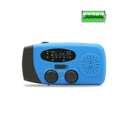 Produktbild von Solar radio, Solar Kurbelradio mit LED-Taschenlampe, Notfallradio AM/FM Wetter, 2000mAh Akku, Handkurbel-Dynamo, Powerbank für Smartphone