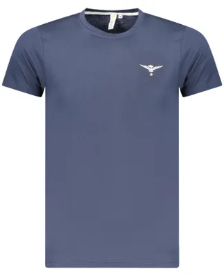 Produktbild von Herren Kurzarm T-Shirt Blau mit Rundhals & Logo-Druck