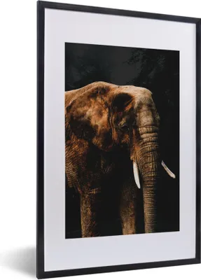Produktbild von MuchoWow® MuchoWow® Gerahmtes Poster Elefant - Schwarz - Farbe 40x60 cm - Poster mit zchwarzem Bilderrahmen - Poster in Rahmen