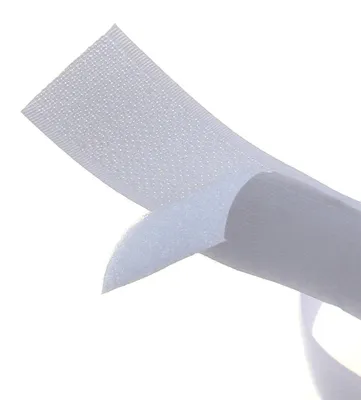 Produktbild von Set aus weißen Schrägbändern mit Haken und Ösen, 5 cm breit und 2 Meter lang