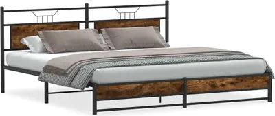 Produktbild von vidaXL Metallbett ohne Matratze Räuchereiche 200x200 cm