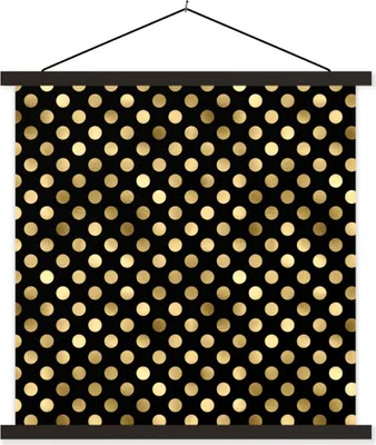 Produktbild von MuchoWow® Textilposter Muster - Punkte - Gold 40x40 cm mit schwarzem Rahmen - Fotos