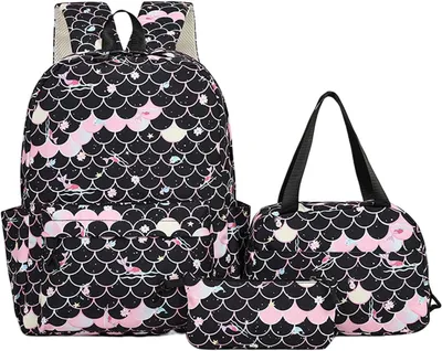 Image de Sac à dos dégradé de couleurs, comprenant une boîte à lunch et une trousse, imperméable, 3 pièces, pour l'école